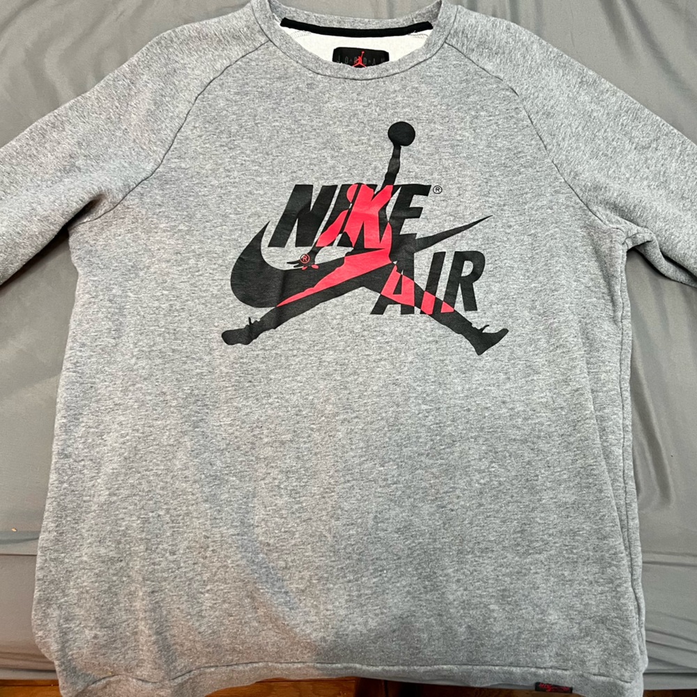 Jordan Gray Sweatshirt with Black and Red Logo